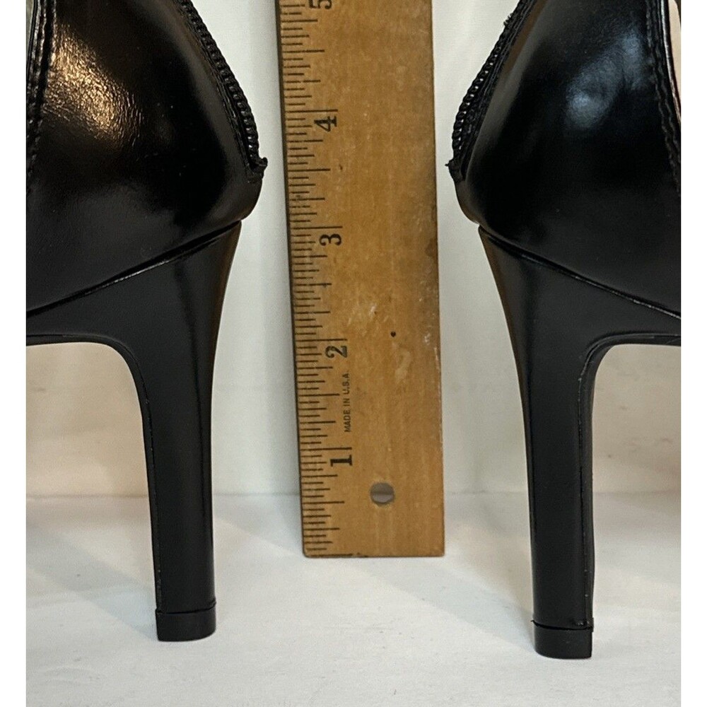 NWOT Liz Claiborne Harvey Black Faux Croc Pointed Toe Stiletto Pumps Sz9M Straps - Picture 6 of 10